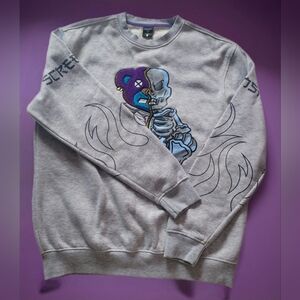 Screenshot Colorblock Sweatshirt Urban Teddy Bear Skeleton Design Sz L